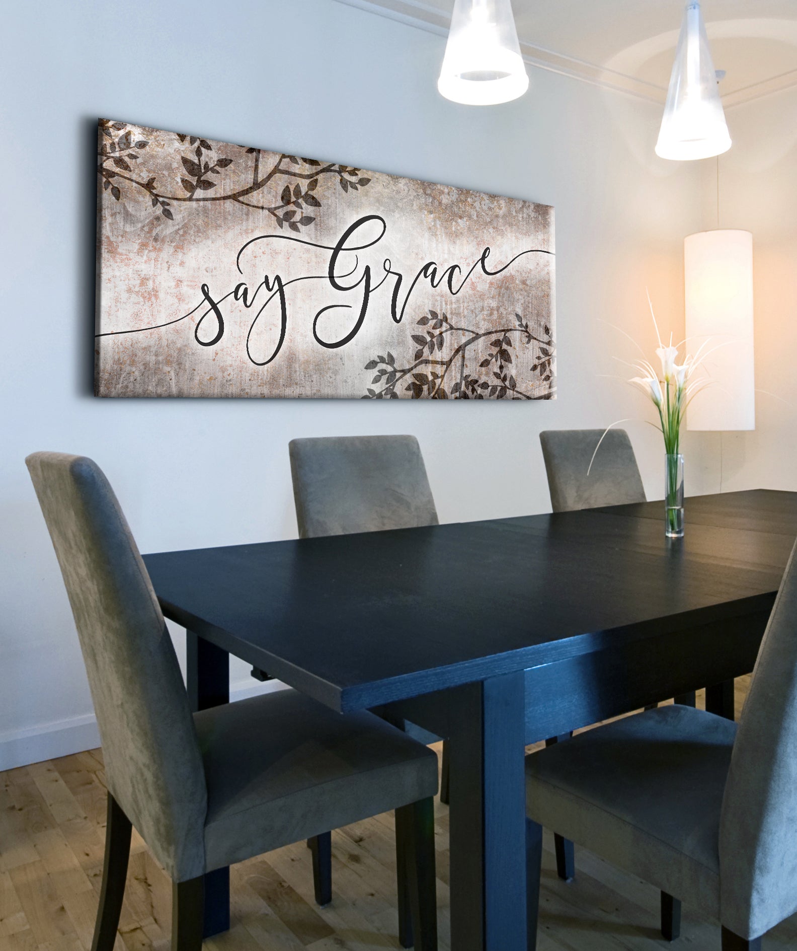 Exclusive Christian Wall Art - Say Grace V2 with Wood Frame, Ready to Hang, Buy 2 Save 20%