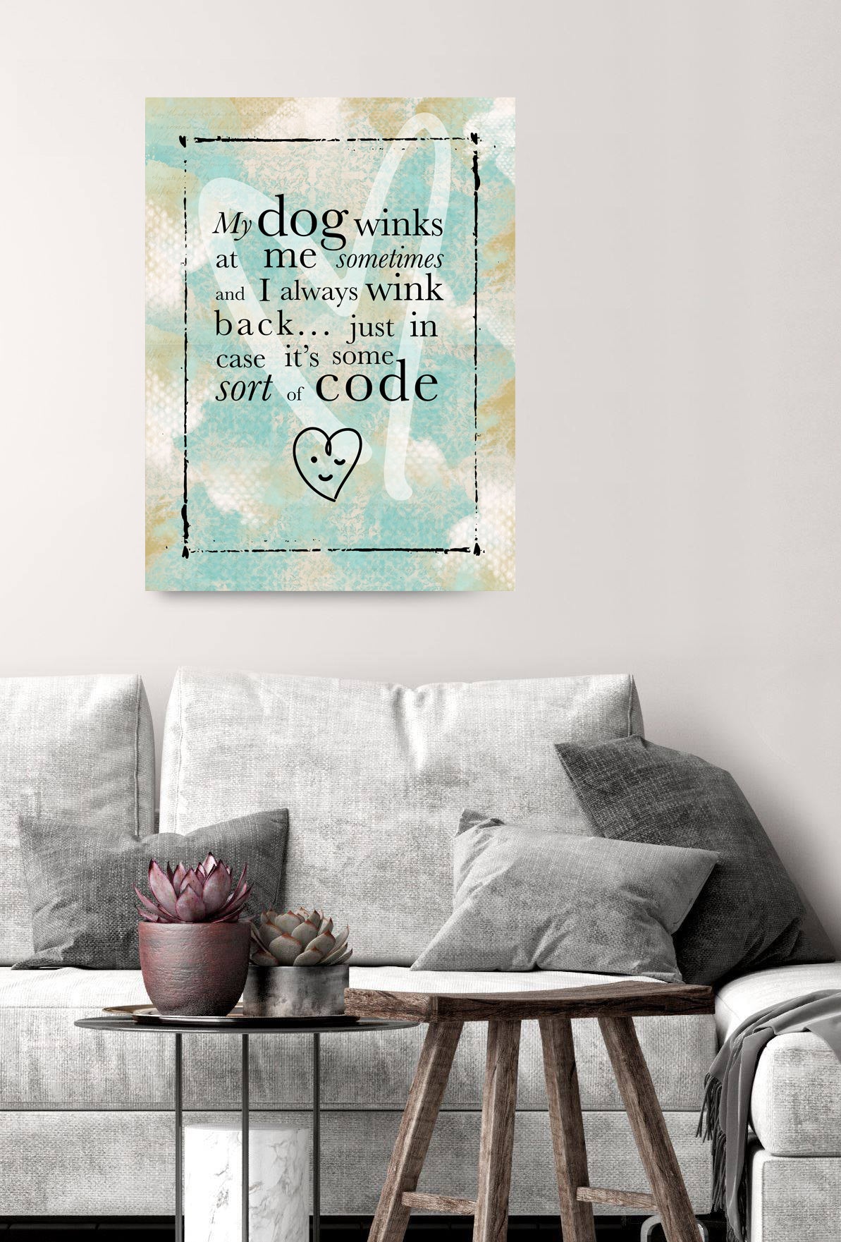 Limited Time Offer! High - Quality Wood - Framed Dog Winks Pet Wall Art, Ready to Hang