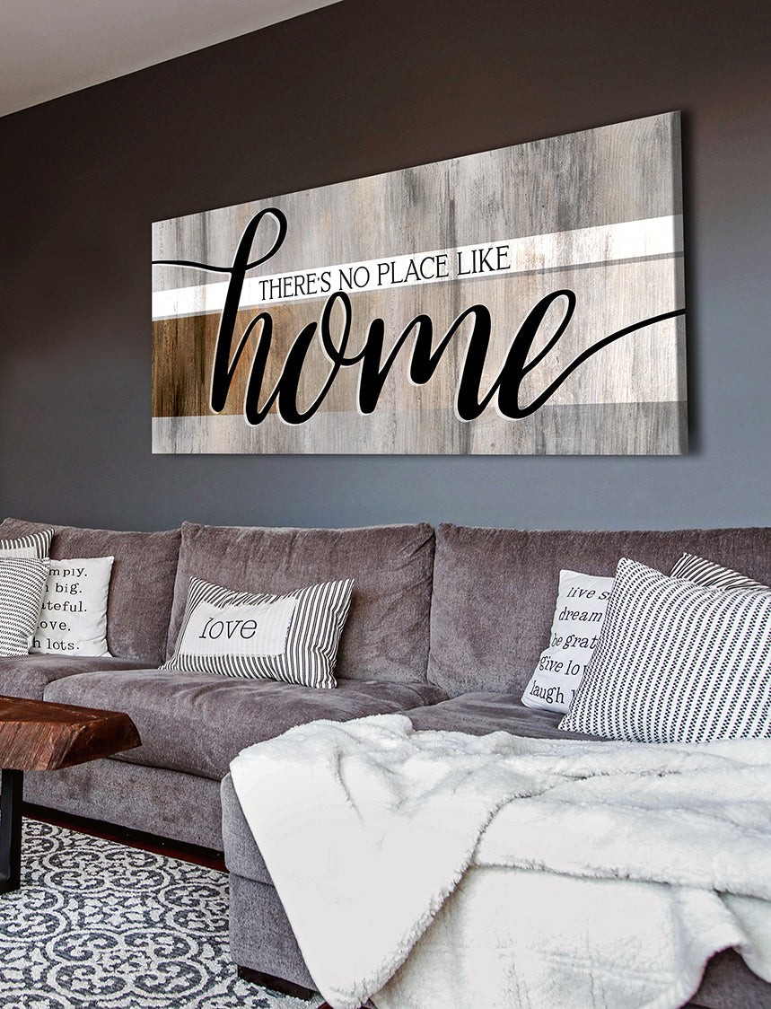 Exclusive Offer! Home Wall Art - 'There's No Place Like Home V9' with Wood Frame, Ready to Hang
