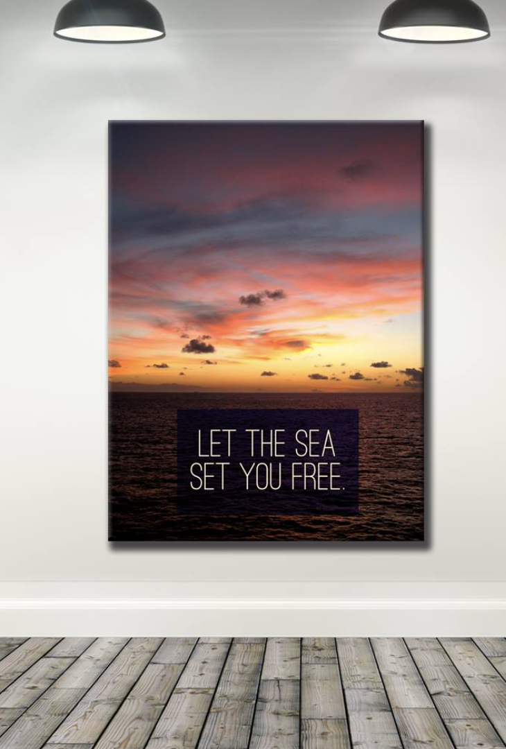 Exclusive! Let The Sea Set You Free Wall Art with Wood Frame, Ready To Hang