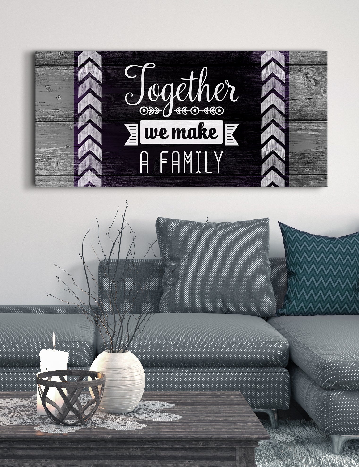 High - Quality Family Wall Art: 'Together We Make A Family' V2 with Wood Frame, Ready to Hang