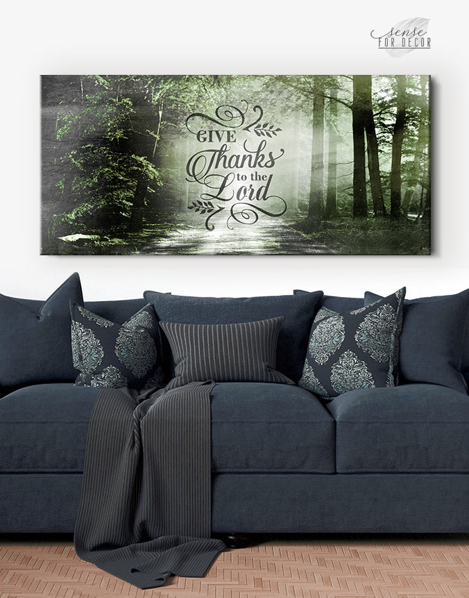 Christian Wall Art - 'Give Thanks to the Lord V2' with Wood Frame, Ready to Hang! Buy 2 Save 20%