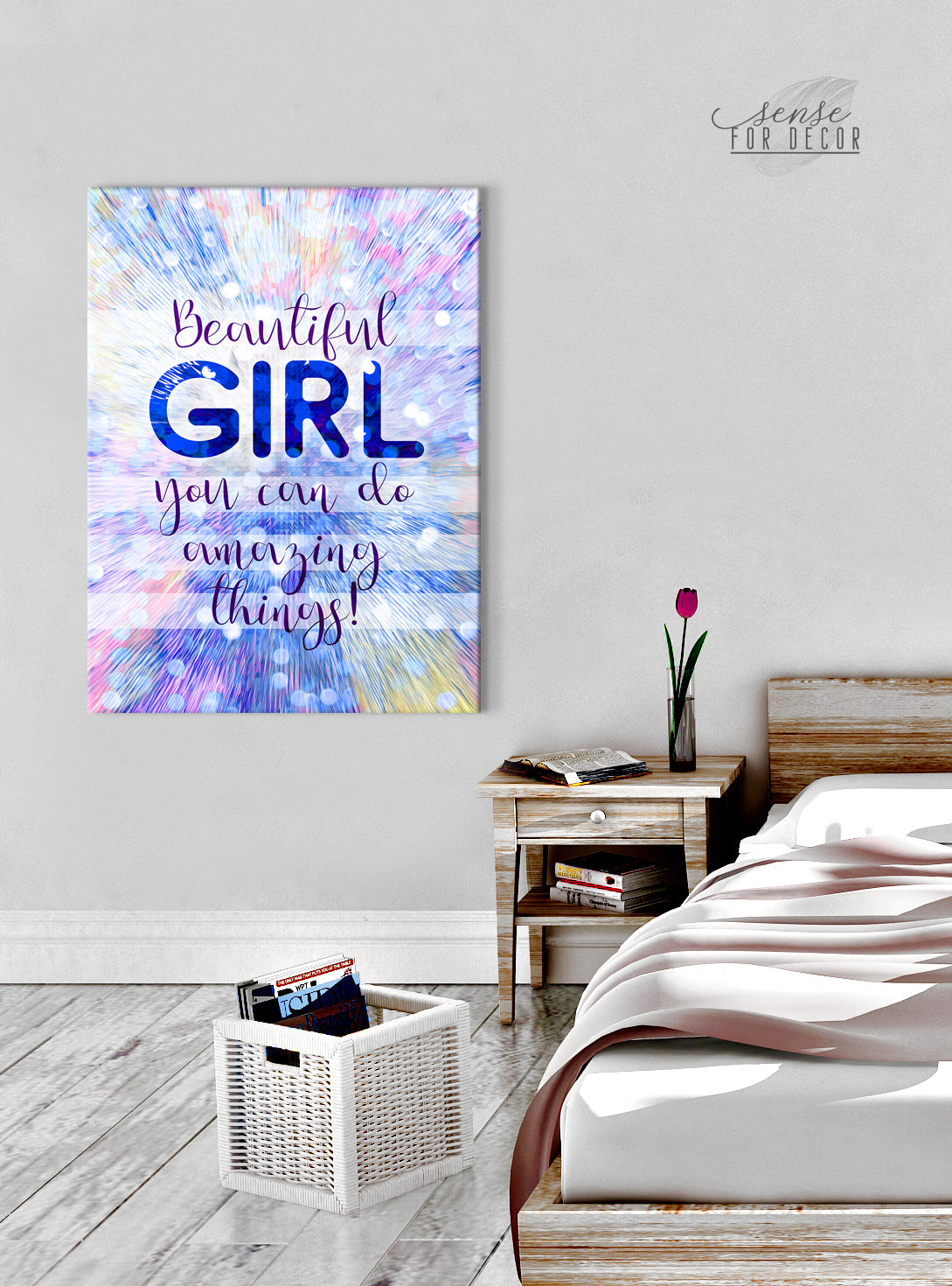 Exclusive Teen Wall Art: 'You Can Do Amazing Things' Beautiful Girl (Wood Frame, Ready to Hang)