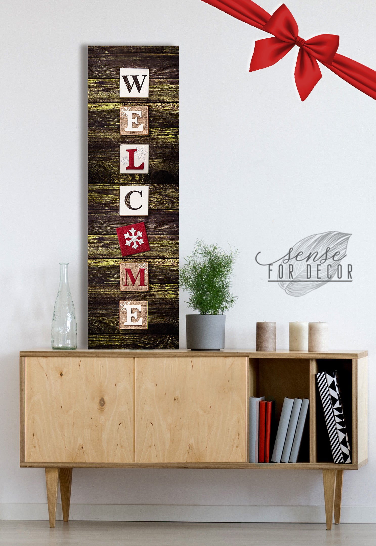 Hot Sale! Holiday Wall Decor Art - Welcome V4 with Wood Frame, Ready To Hang