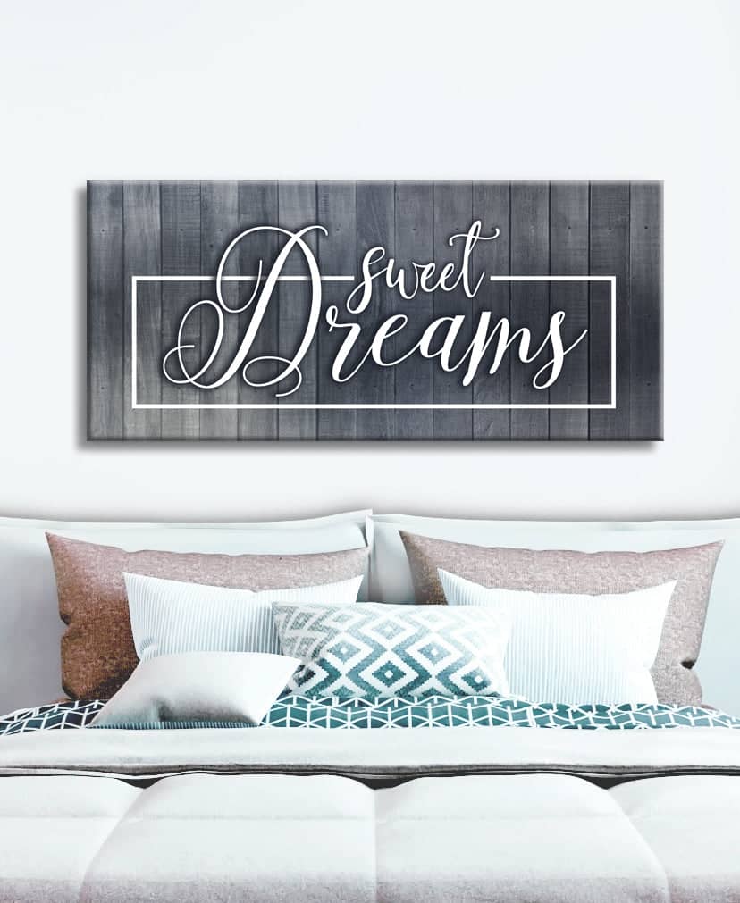 Sweet Dreams V3 Bedroom Wall Art - Wood Frame, Ready to Hang! Buy 2, Save 20%
