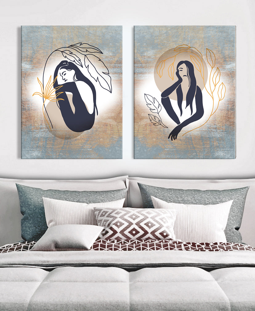 Exclusive 2-Piece Woman Wall Art Set (Wood Frame, Ready to Hang)
