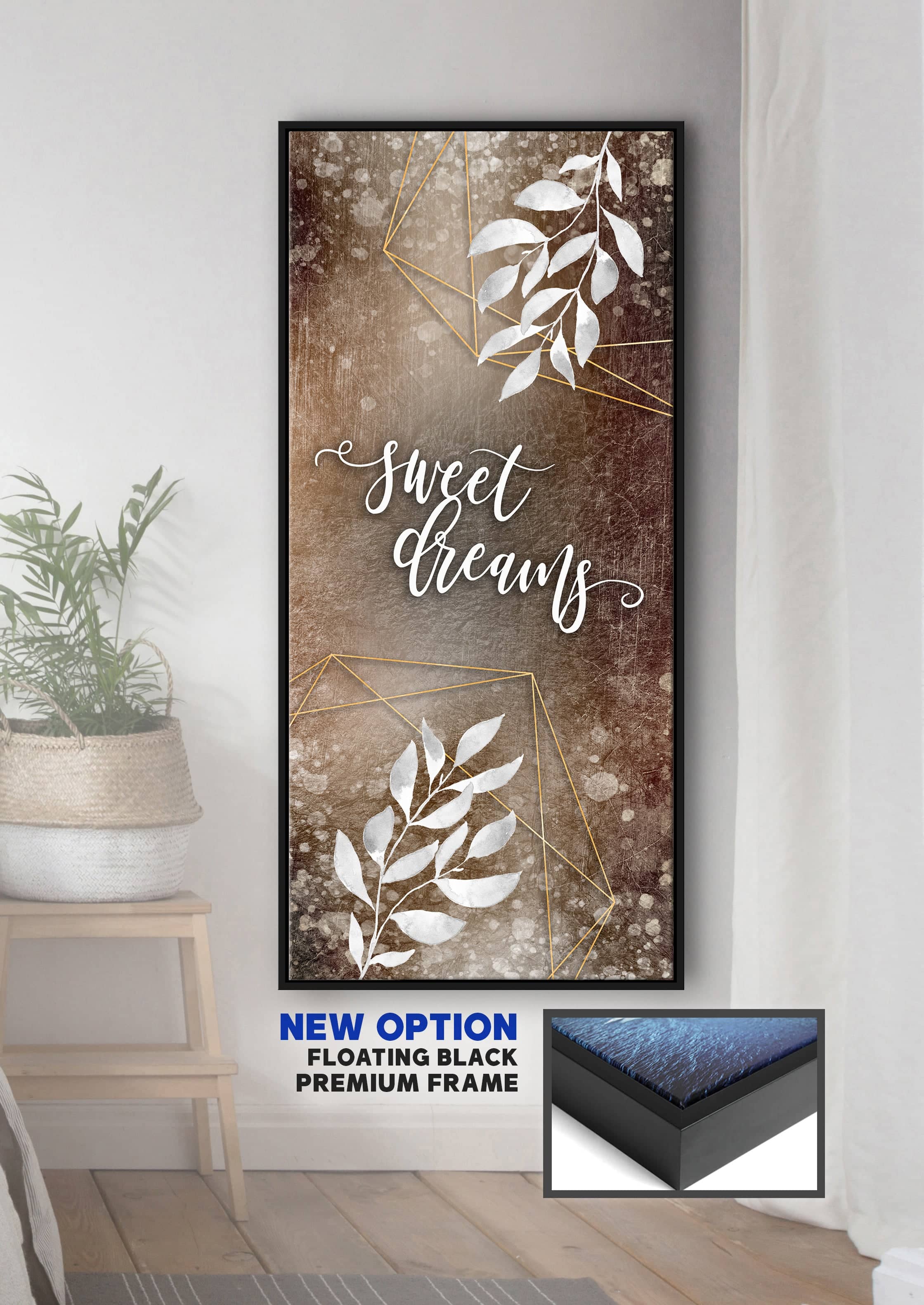 High - Quality Bedroom Wall Art: Sweet Dreams V7 with Wood Frame, Ready to Hang