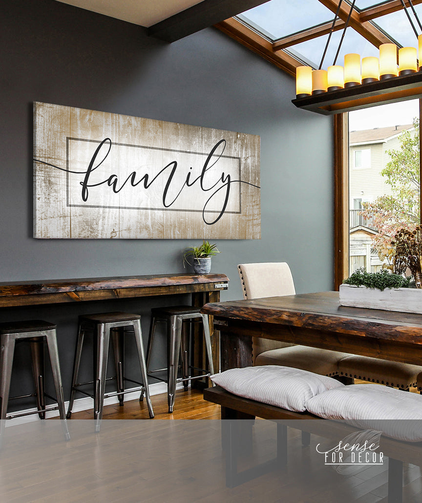 High - Quality Family Word Sign V14 with Wood Frame, Ready to Hang