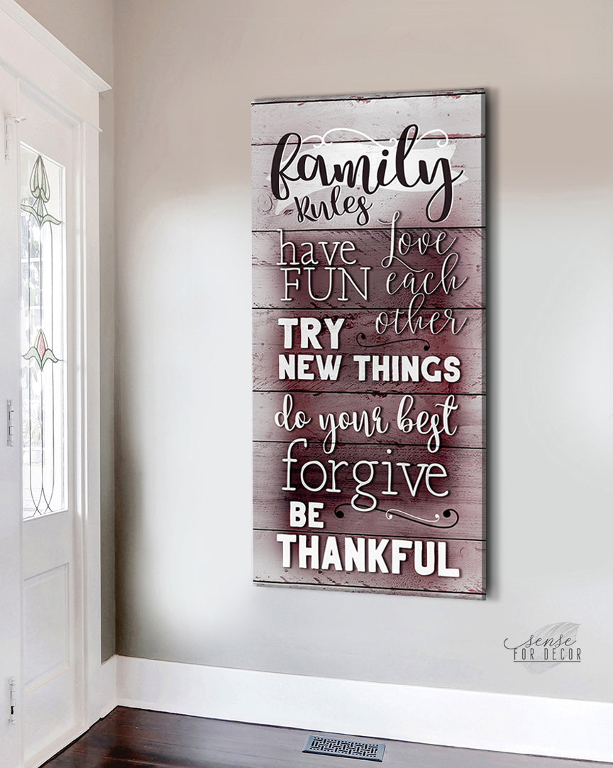 Exclusive Family Wall Art - Family Rules V4 with Wood Frame, Ready to Hang! Buy 2 Save 20%