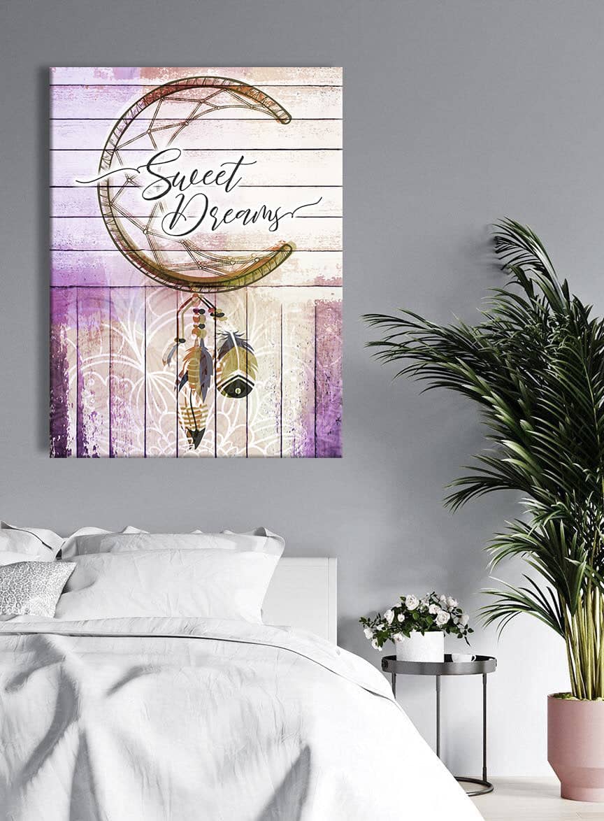 High - quality Boho V2 Bedroom Wall Art with Wood Frame, Ready to Hang