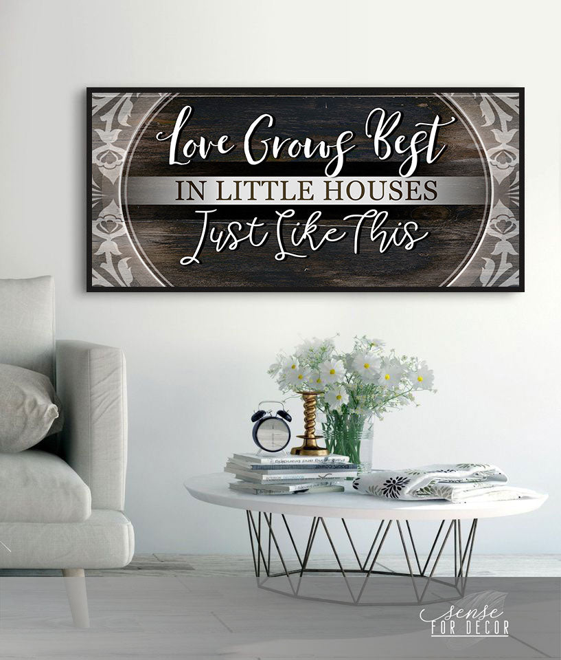 Hot! Ready-to-Hang Wood Frame Wall Art: Love Grows Best In Little Houses V4