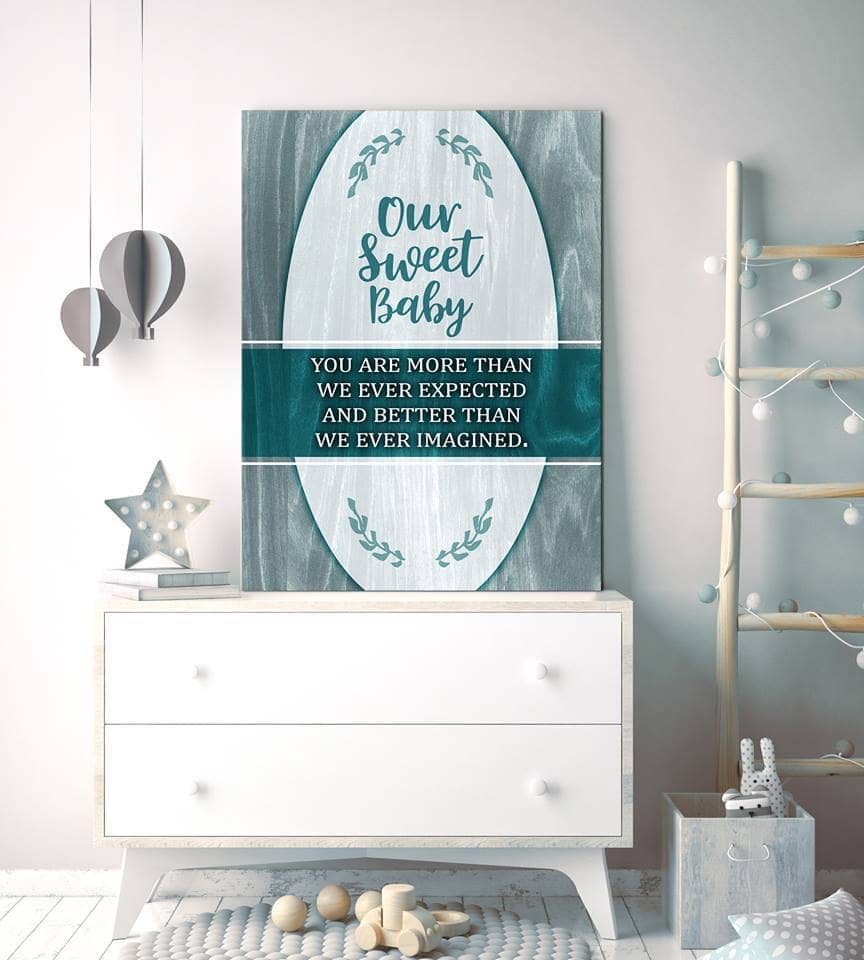 Baby Room Wall Art: Our Sweet Baby - Wood Frame, Ready to Hang! Buy 2, Save 20%