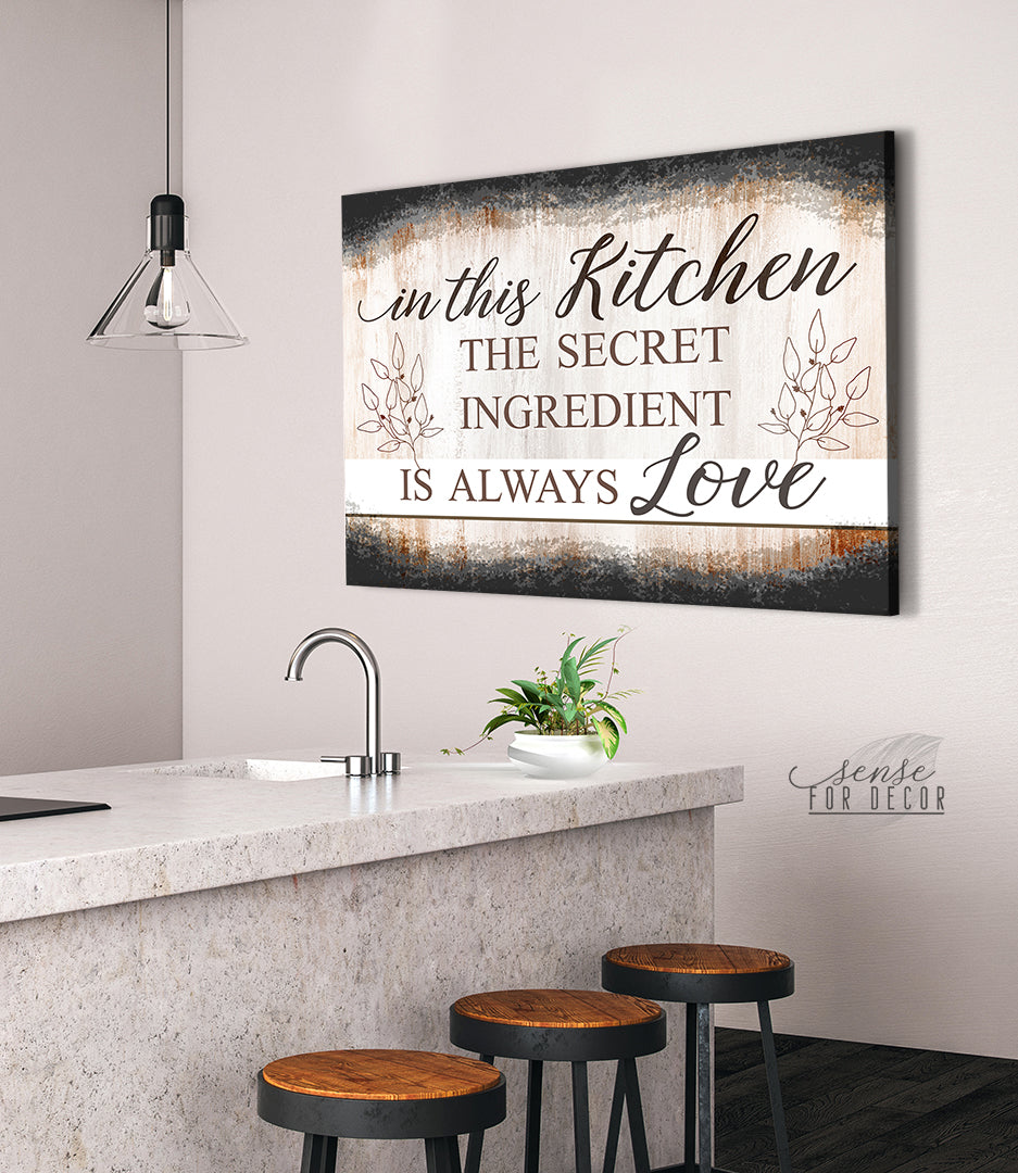 High - Quality Wood - Framed Kitchen Wall Art: The Secret Ingredient, Ready To Hang