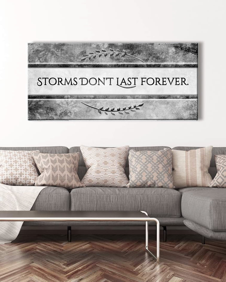 Exclusive Home Wall Art: 'Storms Don't Last Forever' with Wood Frame, Ready to Hang - Buy 2 Save 20%