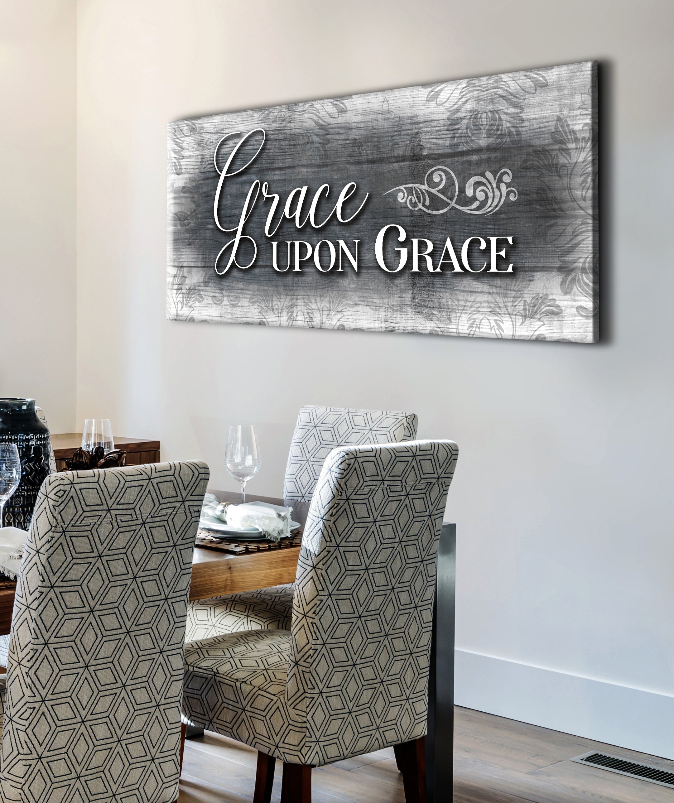 Christian Wall Art: Grace Upon Grace - Wood Frame, Ready to Hang! Buy 2, Save 20%