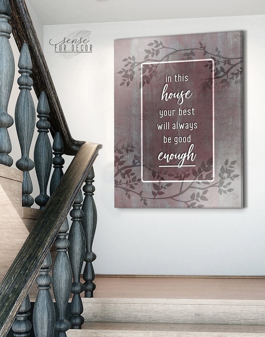 Hot! Ready - To - Hang Wood - Framed Home Wall Art: 'In This House You're Best'