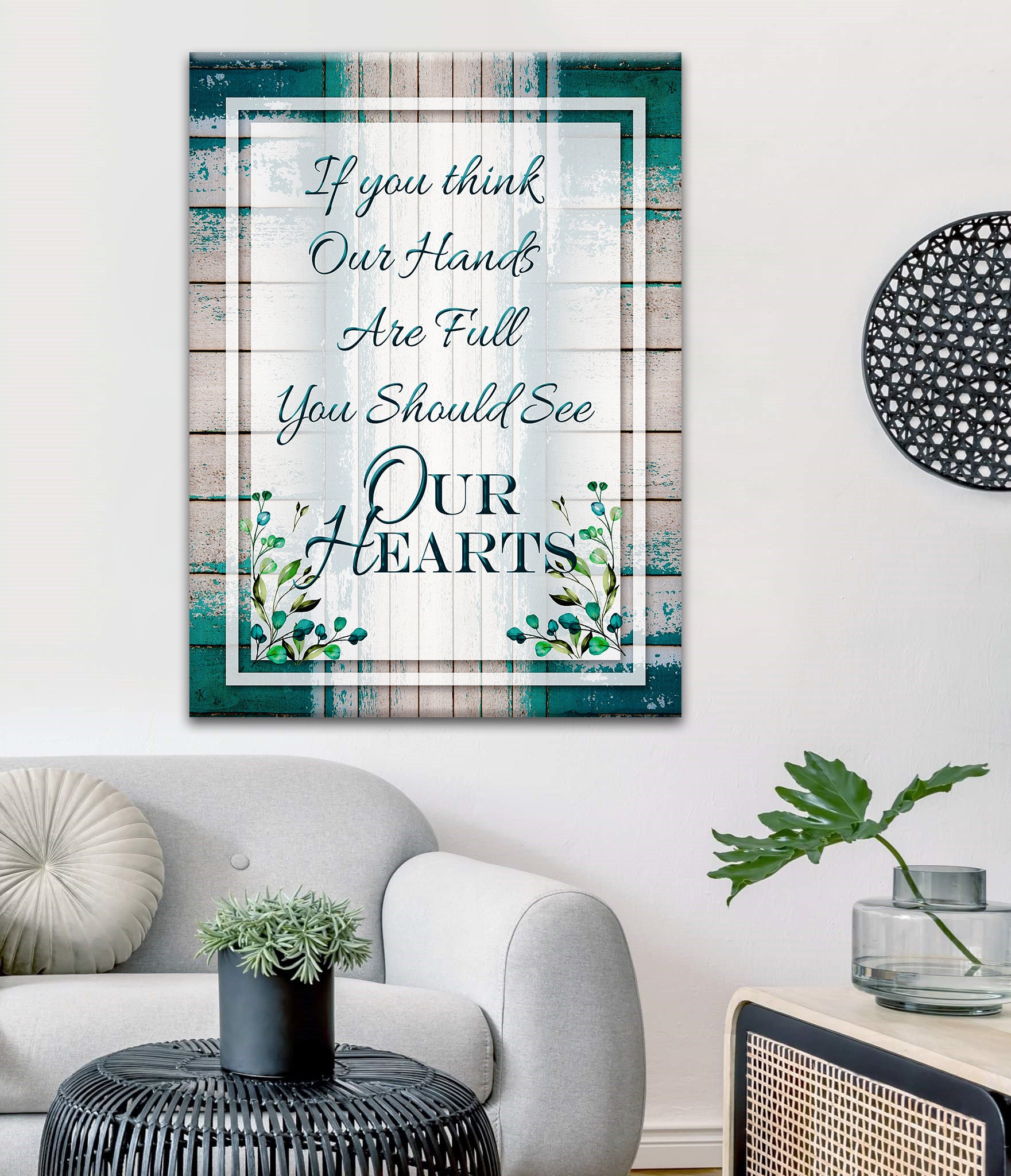 Hot Deal! High - quality Wood - framed Home Wall Art 'If You Think Our Hands Are Full V3' Ready To Hang