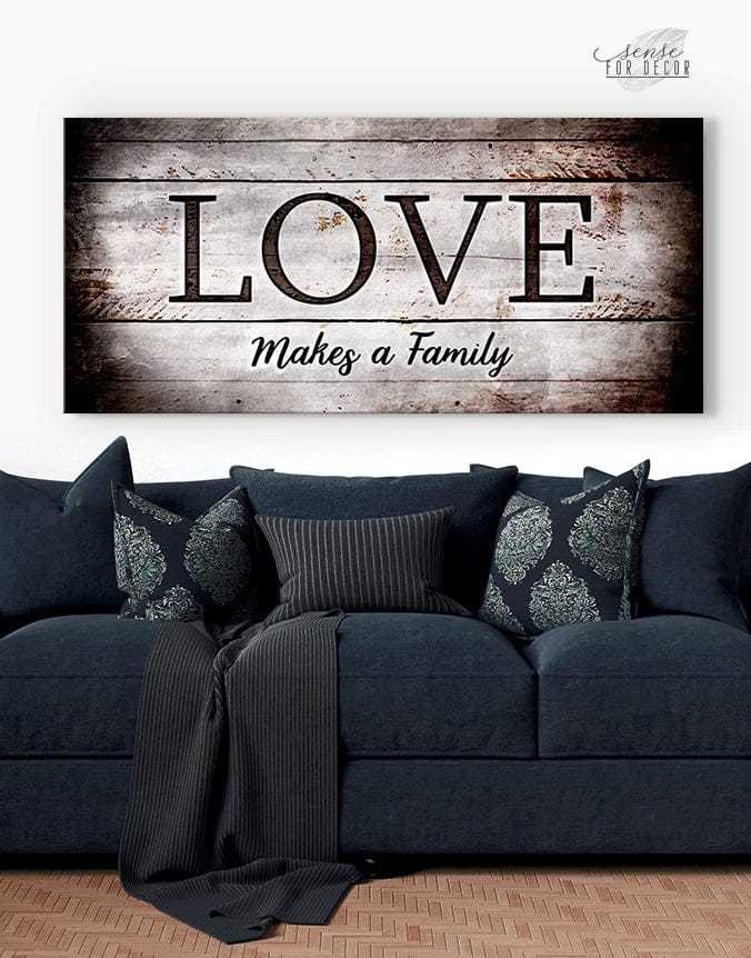 High - Quality Wood - Framed Family Wall Art: Love Forms a Family, Ready to Hang