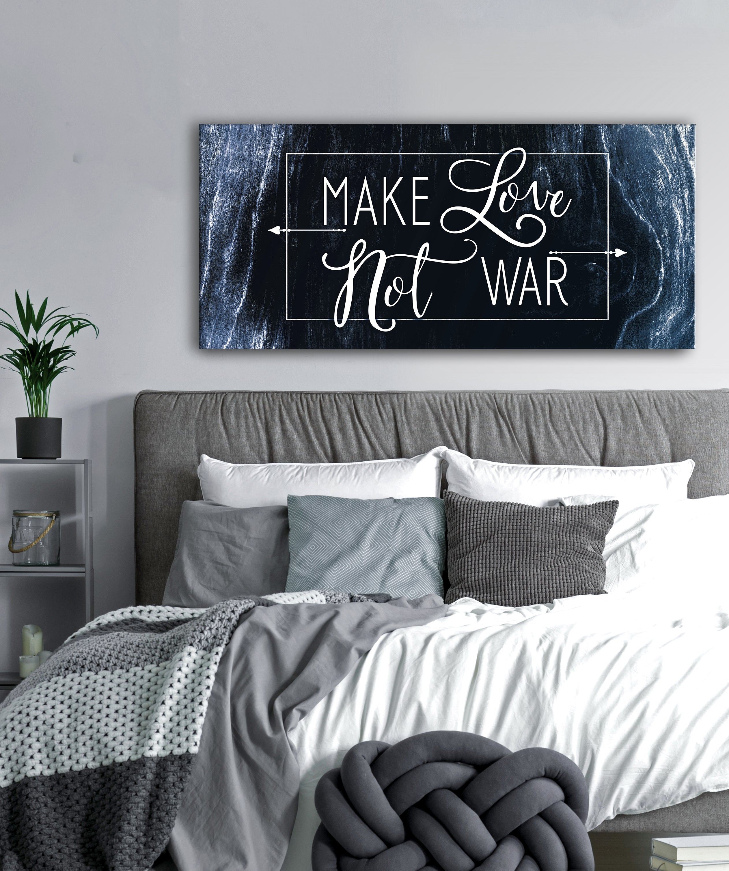 High - Quality Wood - Framed 'Make Love Not War' Home Wall Art, Ready to Hang