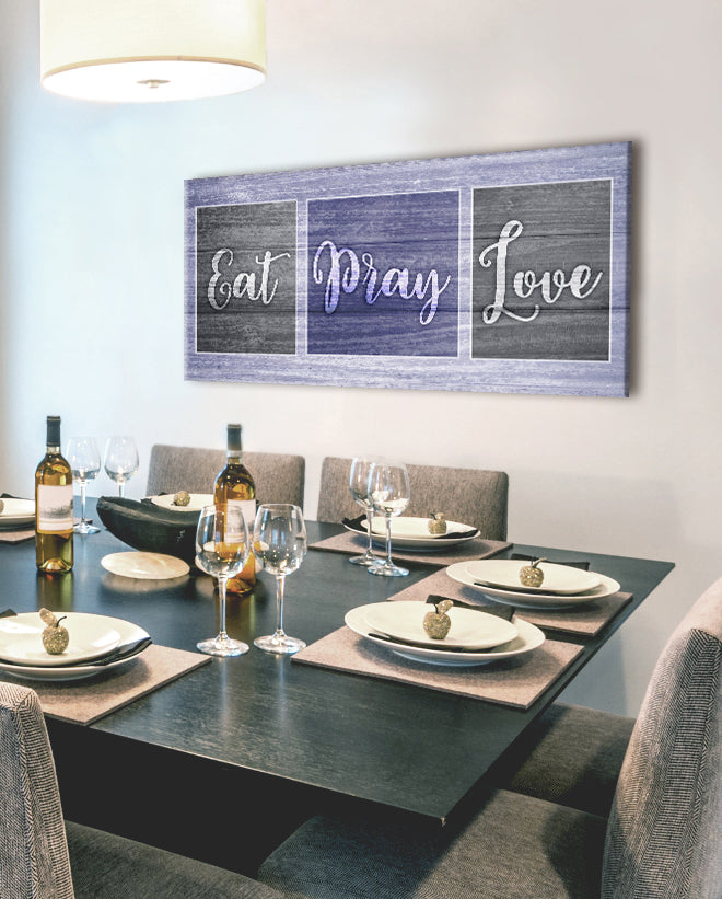Hot Deal! Kitchen Wall Art - 'EAT PRAY LOVE' with Wood Frame, Ready to Hang