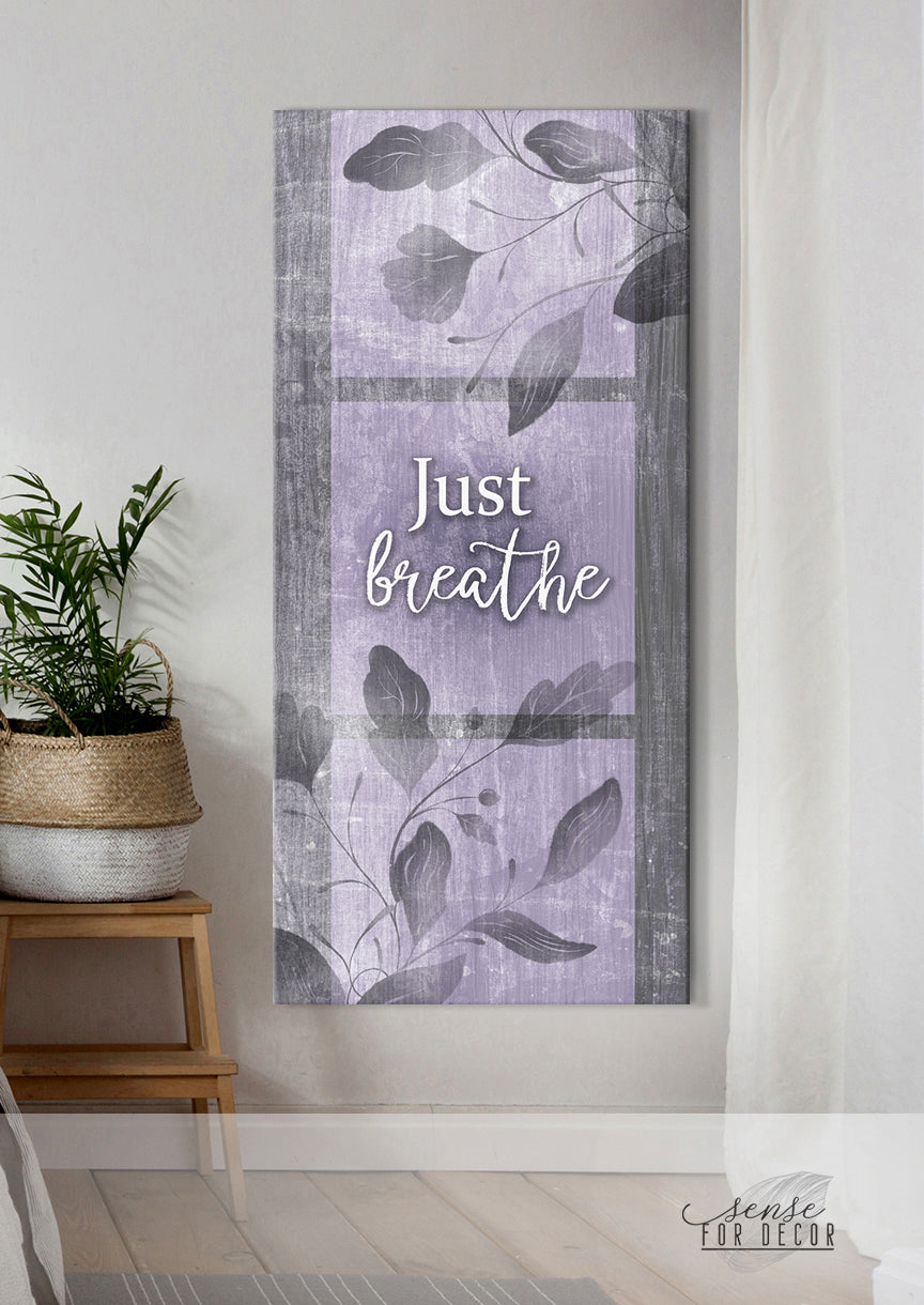 Ready-To-Hang Wood Frame Home Wall Art: Just Breathe V20