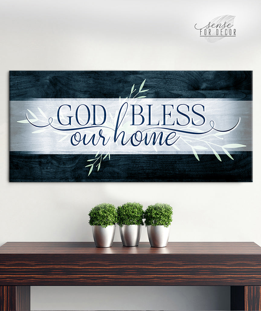 Hot Deal: Christian Wall Art - God Bless Our Home V2 (Wood Frame, Ready To Hang)