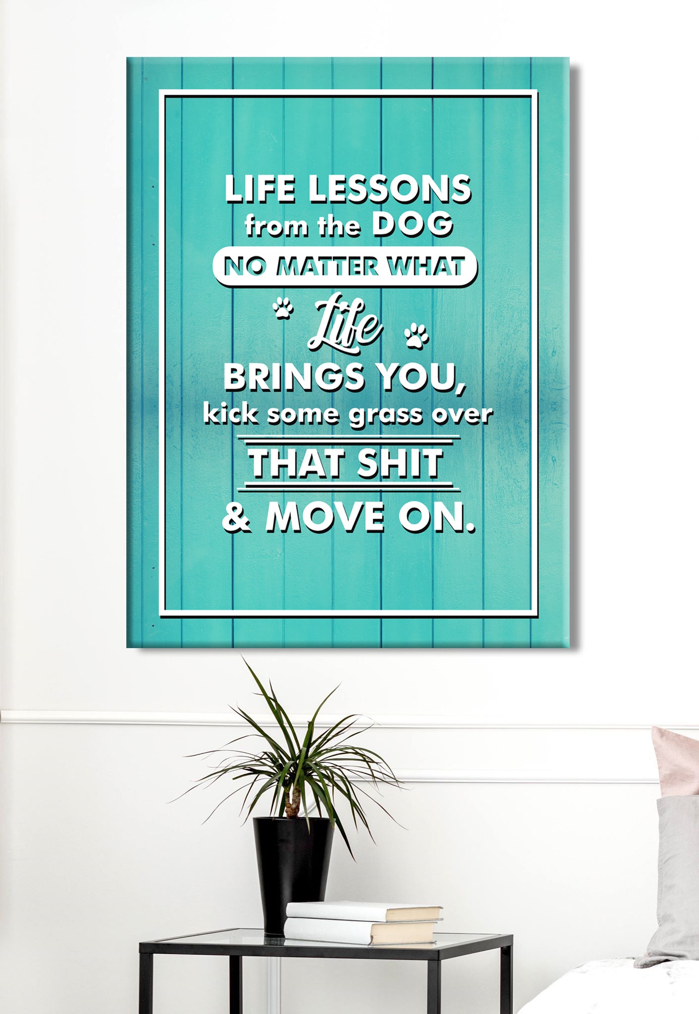 Ready-to-Hang Wood Framed Pet Wall Art: Life Lesson Dog