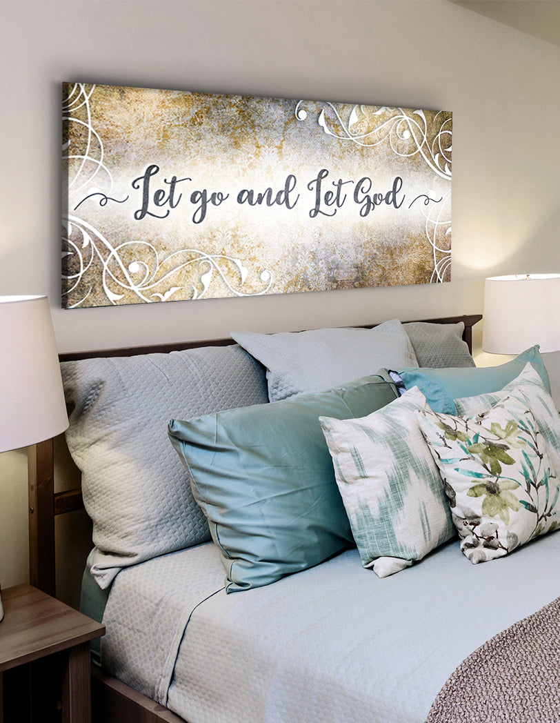 High - Quality Christian Wood - Framed Wall Art: Let Go And Let God (Ready To Hang)