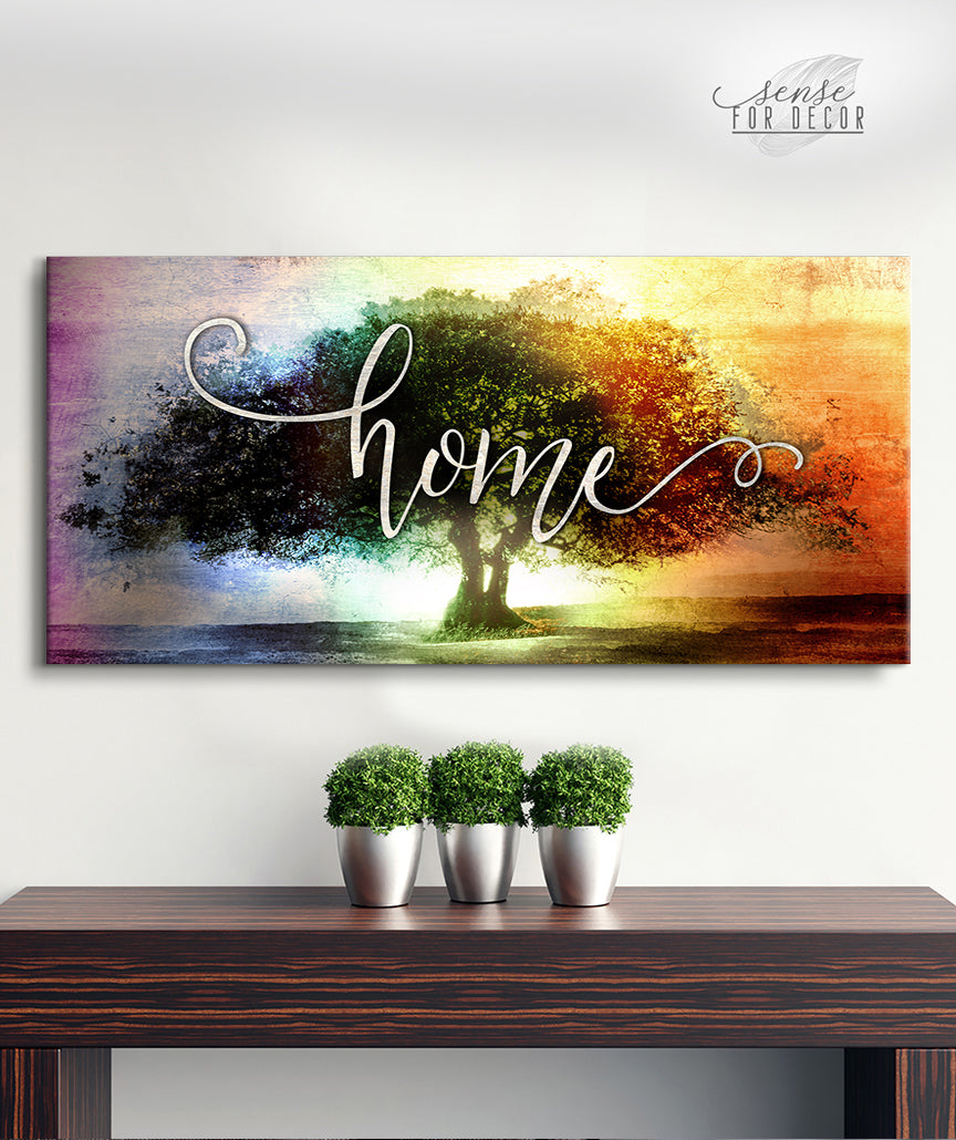 Nature Wall Art: High - Quality Big Seasonal Tree with Wood Frame, Ready to Hang