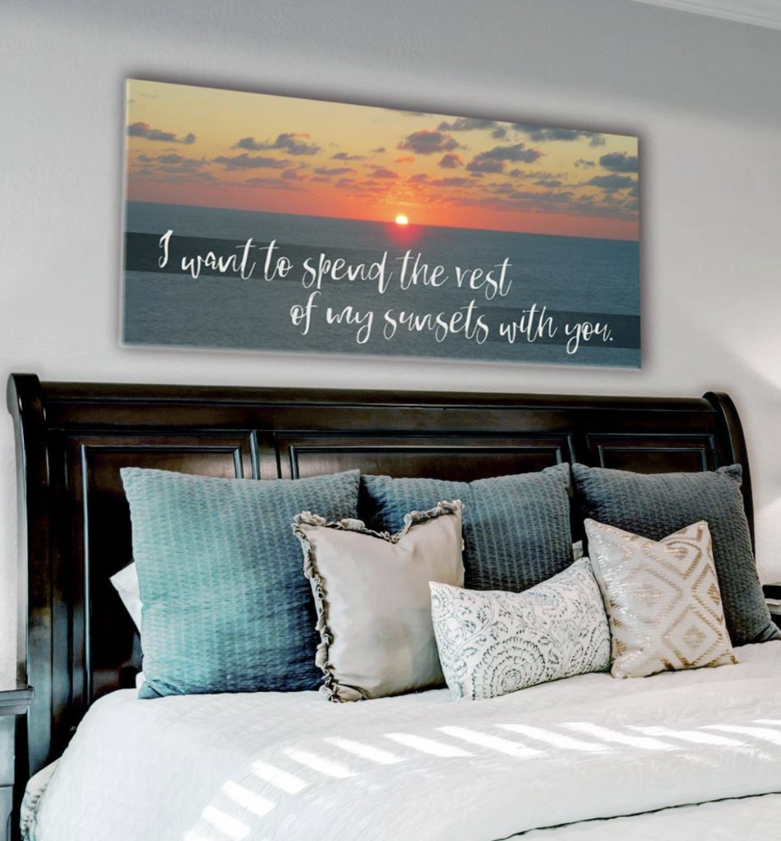 Large Bedroom Sunrise Wall Art with Wood Frame, 2 Sizes Available, Ready to Hang