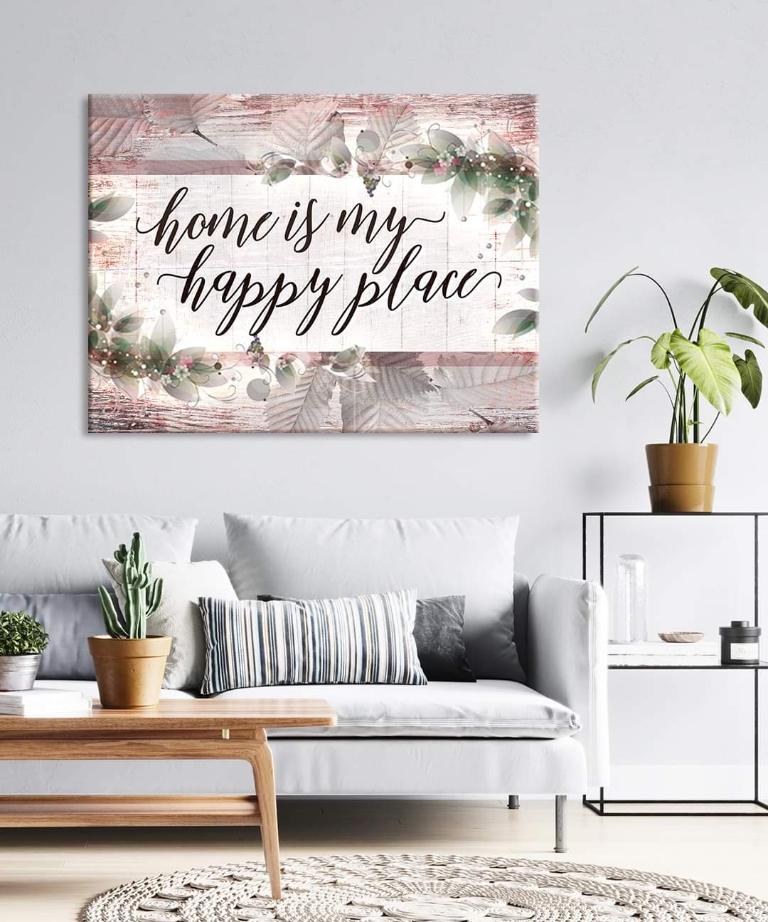 Exclusive! Home Wall Art - 'Home is My Happy Place' V3 (Wood Frame, Ready to Hang)