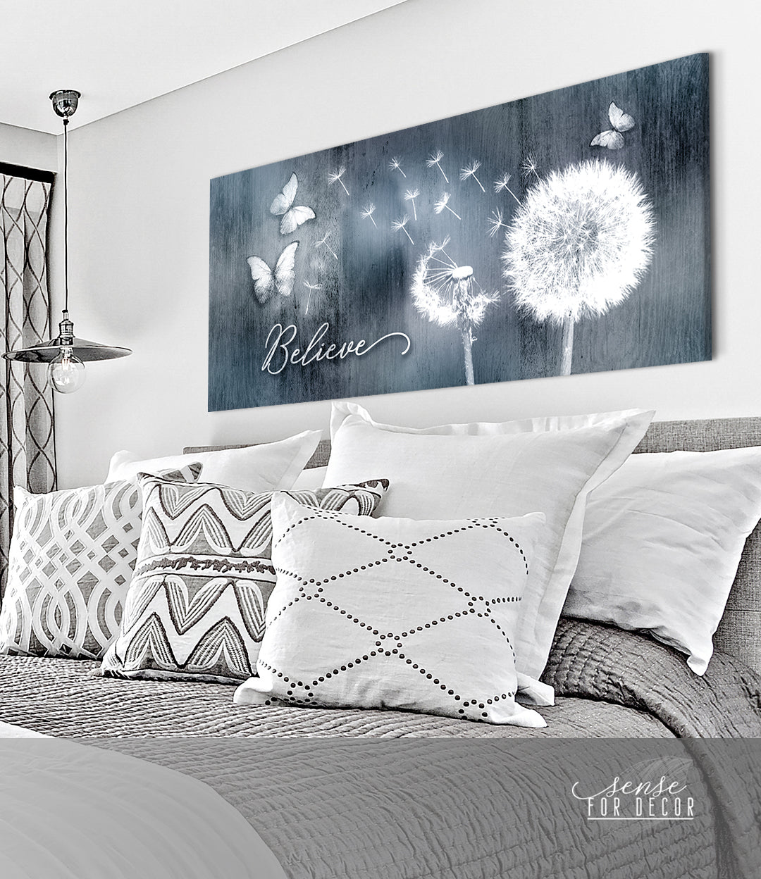 Ready-to-Hang Wood Framed Dandelion Believe Inspiring Wall Art