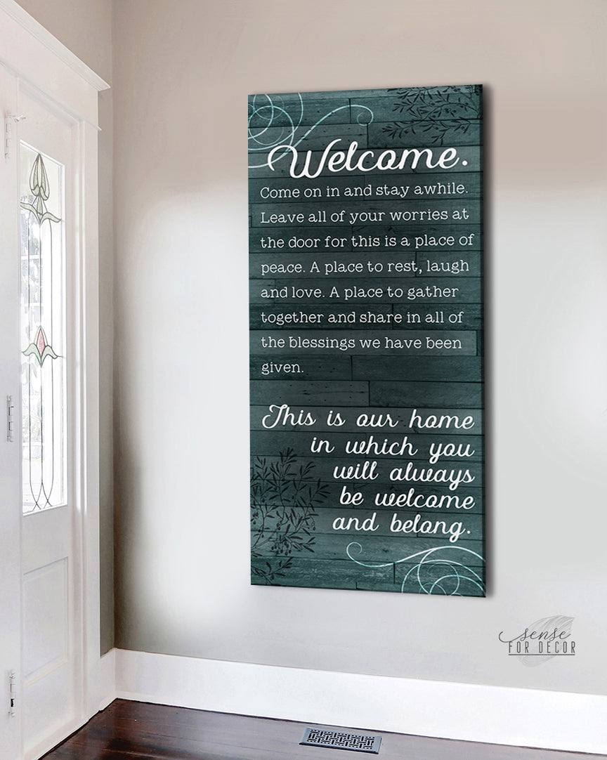 Exclusive Offer! Ready-to-Hang Wood Frame Home Wall Art: Welcome and Stay