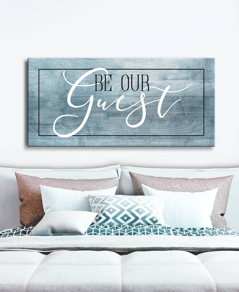 High - quality Wood - framed Bedroom Wall Art: Be Our Guest V2, Ready to Hang