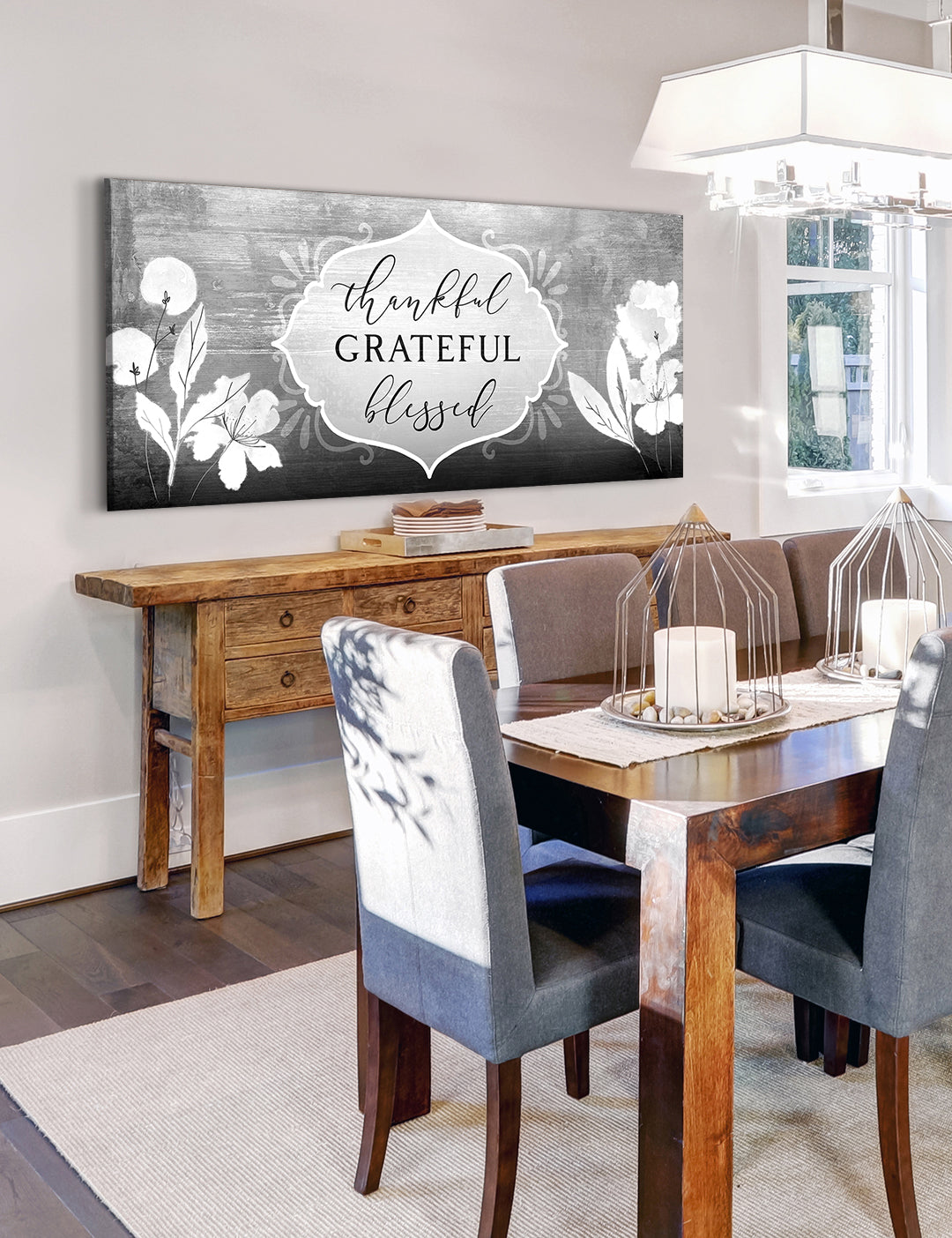 Christian Wall Decor: Thankful Grateful Blessed V12 Wood Framed Wall Art - Ready To Hang, Buy 2 Save 20%