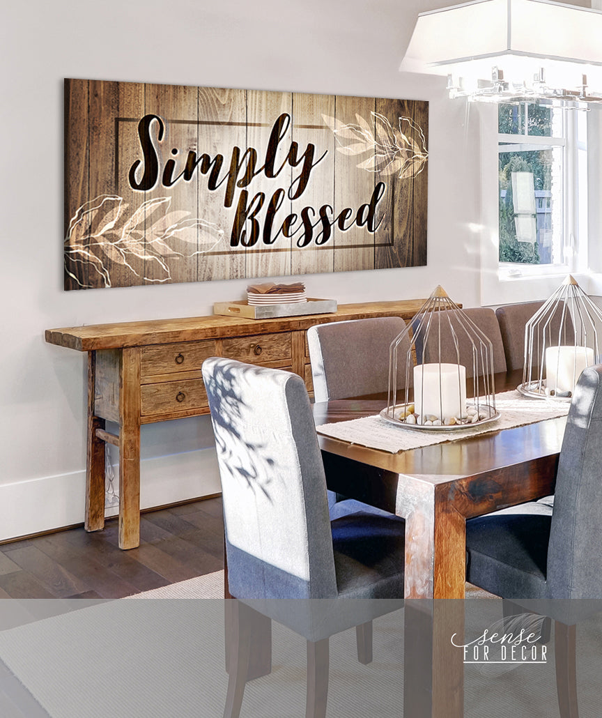 Christian Wall Art: Simply Blessed V8 - High - Quality Wood - Framed Wall Art, Ready to Hang! Buy 2 Save 20%