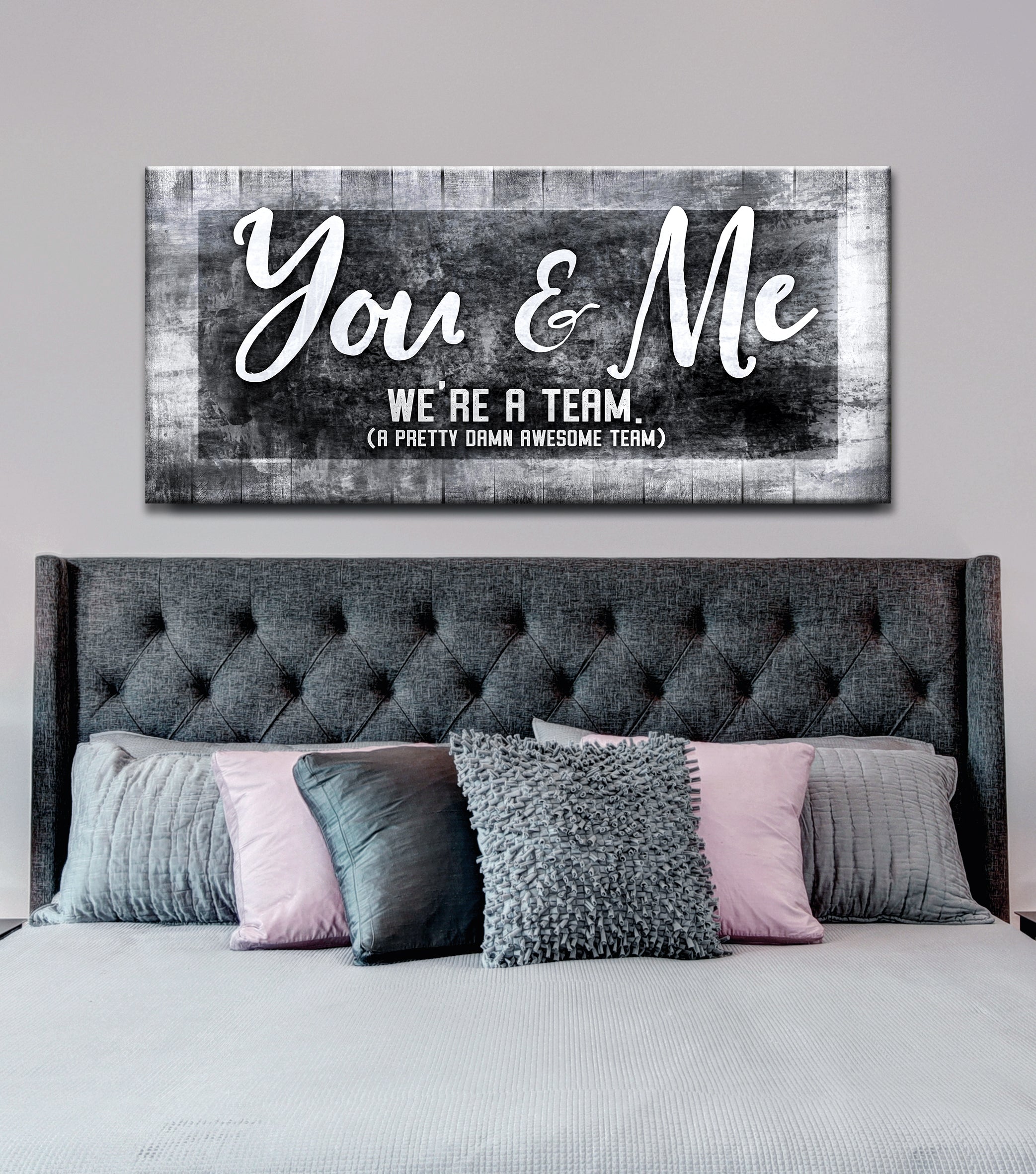High - Quality Couples Wall Art: 'You & Me, A Perfect Team' with Wood Frame, Ready to Hang