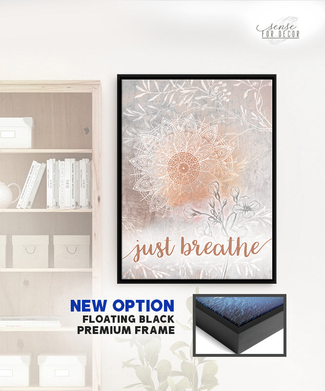Exclusive! Ready - To - Hang 'Just Breathe V10' Home Wall Art with Wood Frame