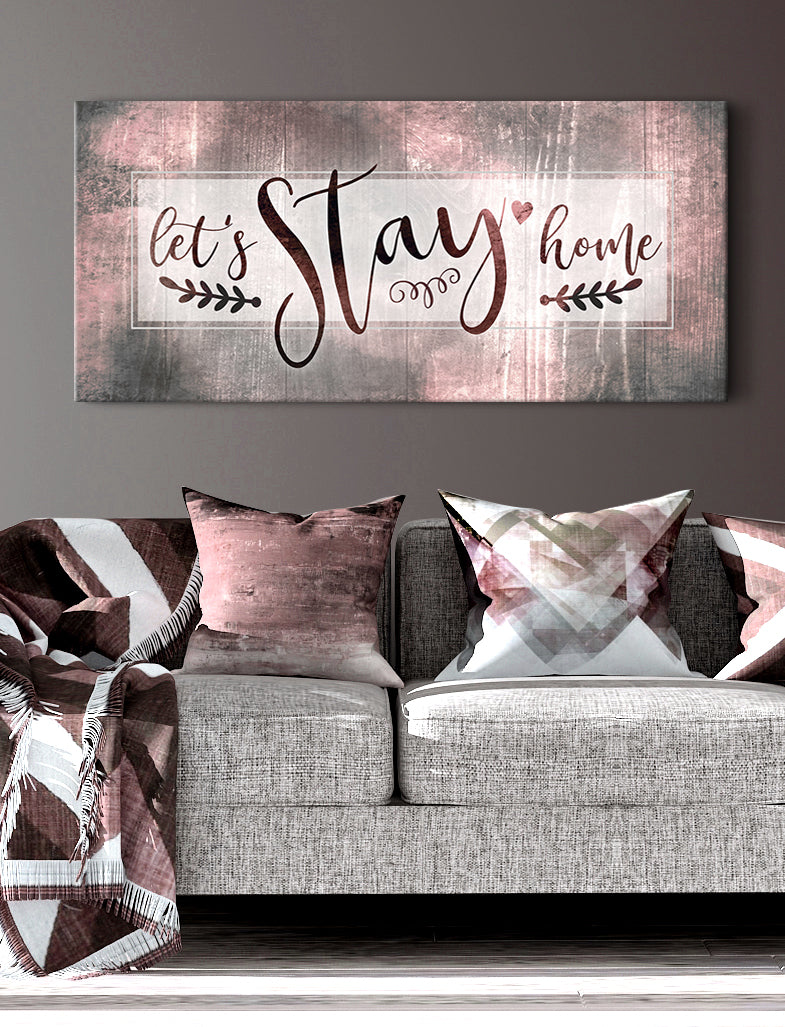 Hot Deal! Let's Stay Home Wall Art V4 with Wood Frame, Ready to Hang