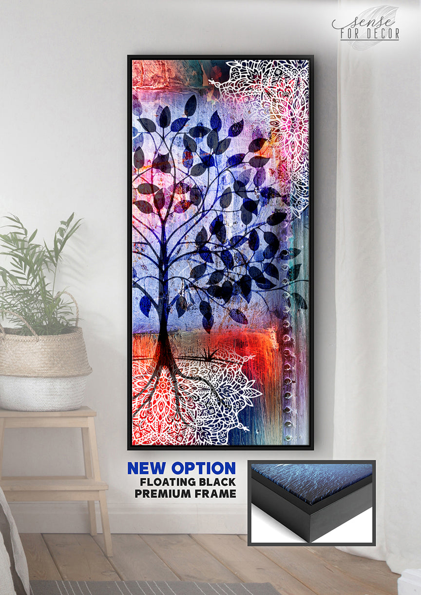 Boho Tree Wall Art V2 with Wood Frame (Ready to Hang) - Great Deal!