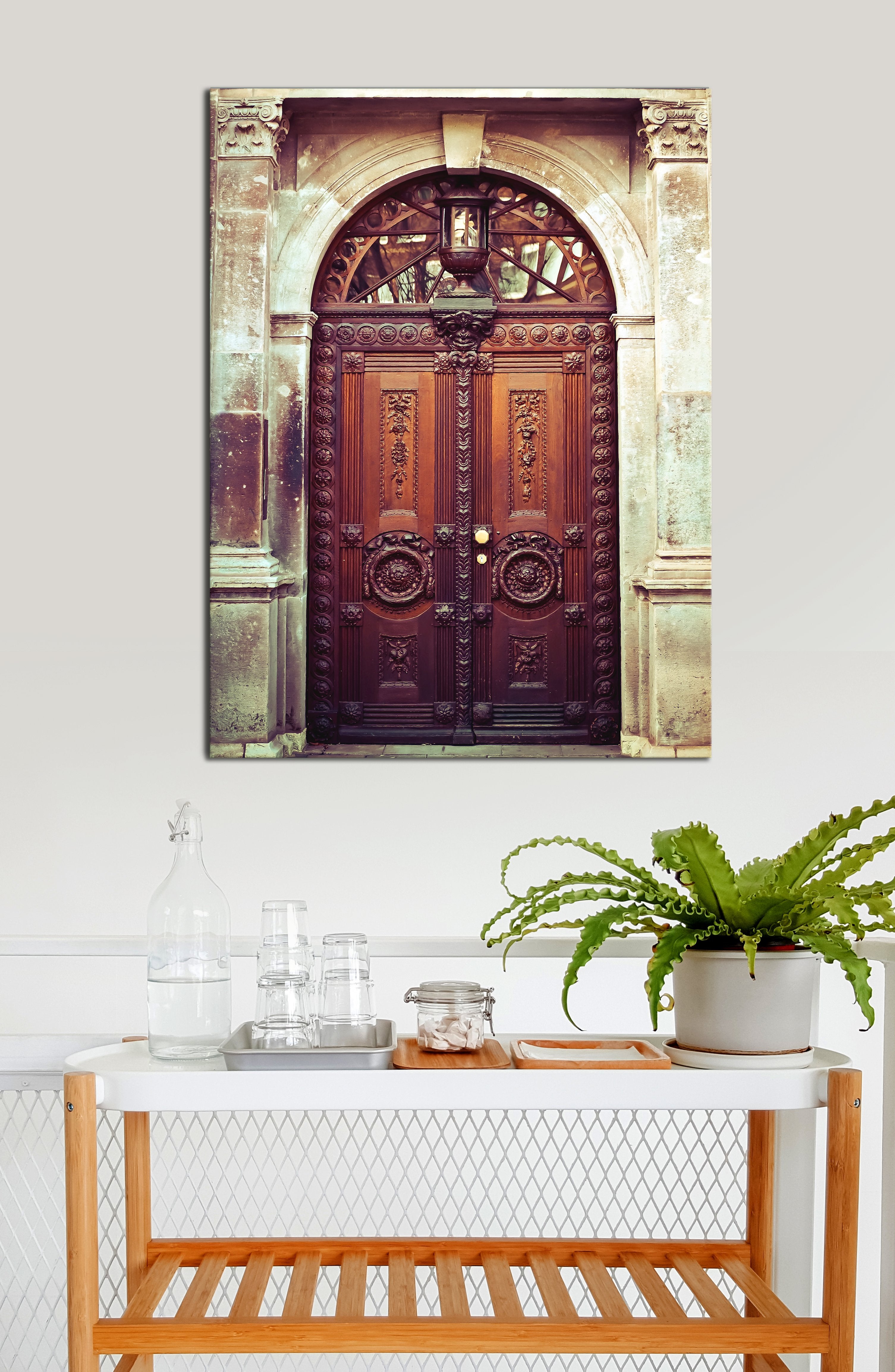 Limited Time Offer! High - Quality Brown Door Kitchen Wall Art with Wood Frame, Ready to Hang