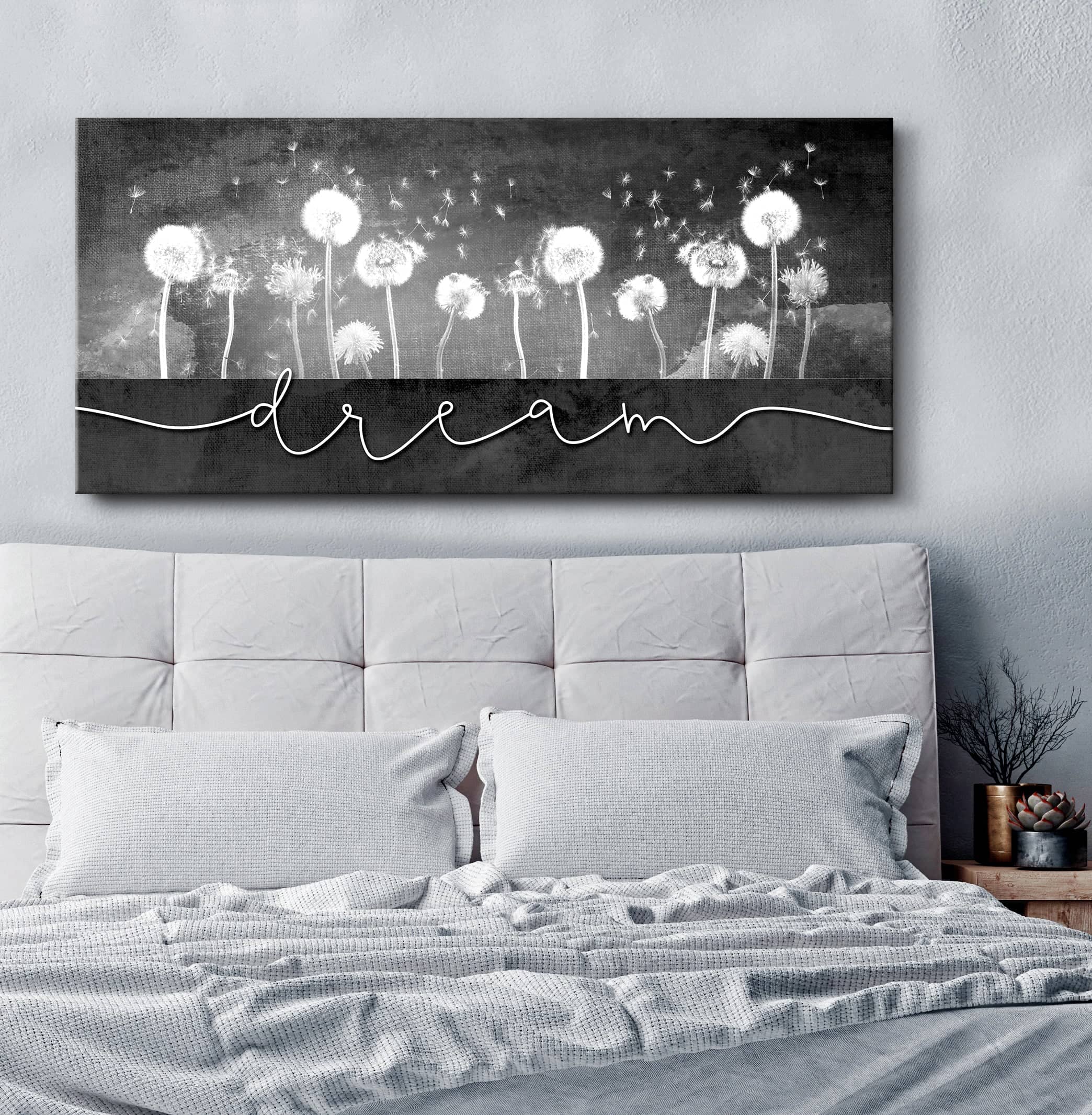High - quality Dream Dandelions Bedroom Wall Art with Wood Frame, Ready to Hang