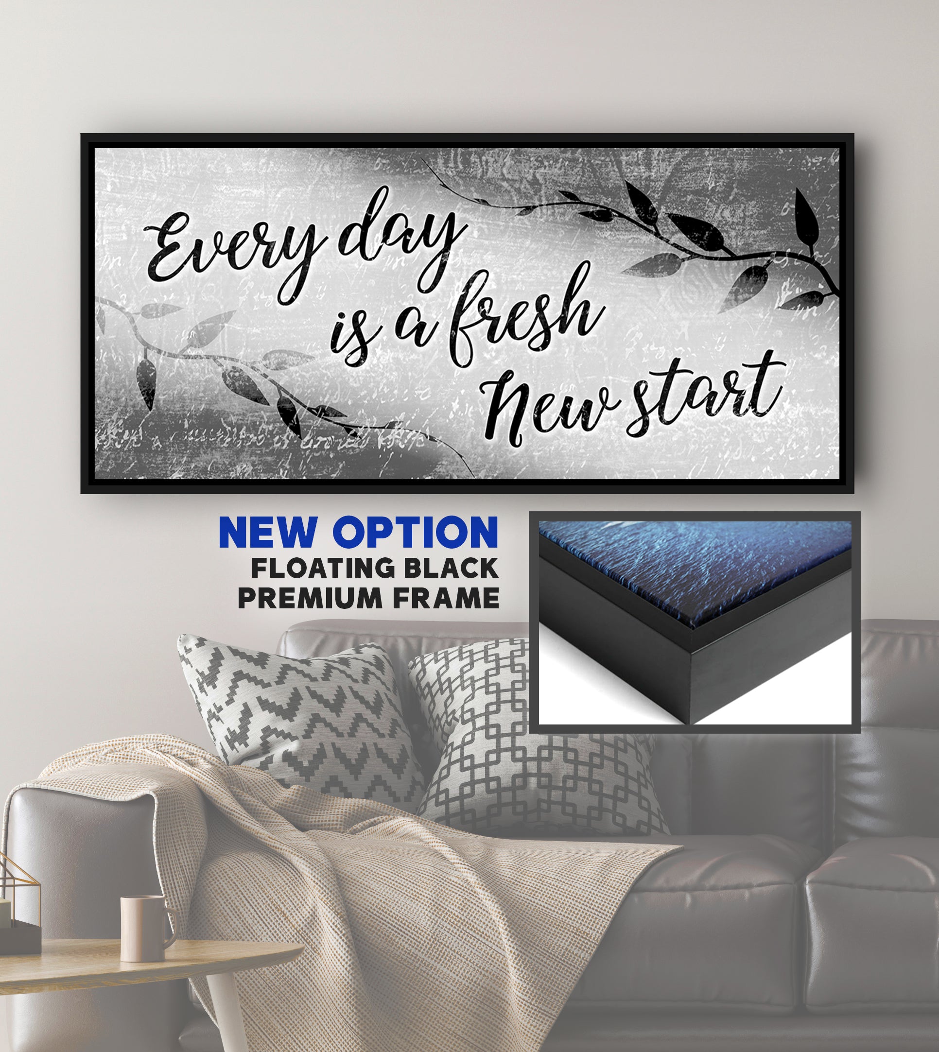 Ready-to-Hang Wood Frame Home Wall Art: A Fresh Start Every Day V2