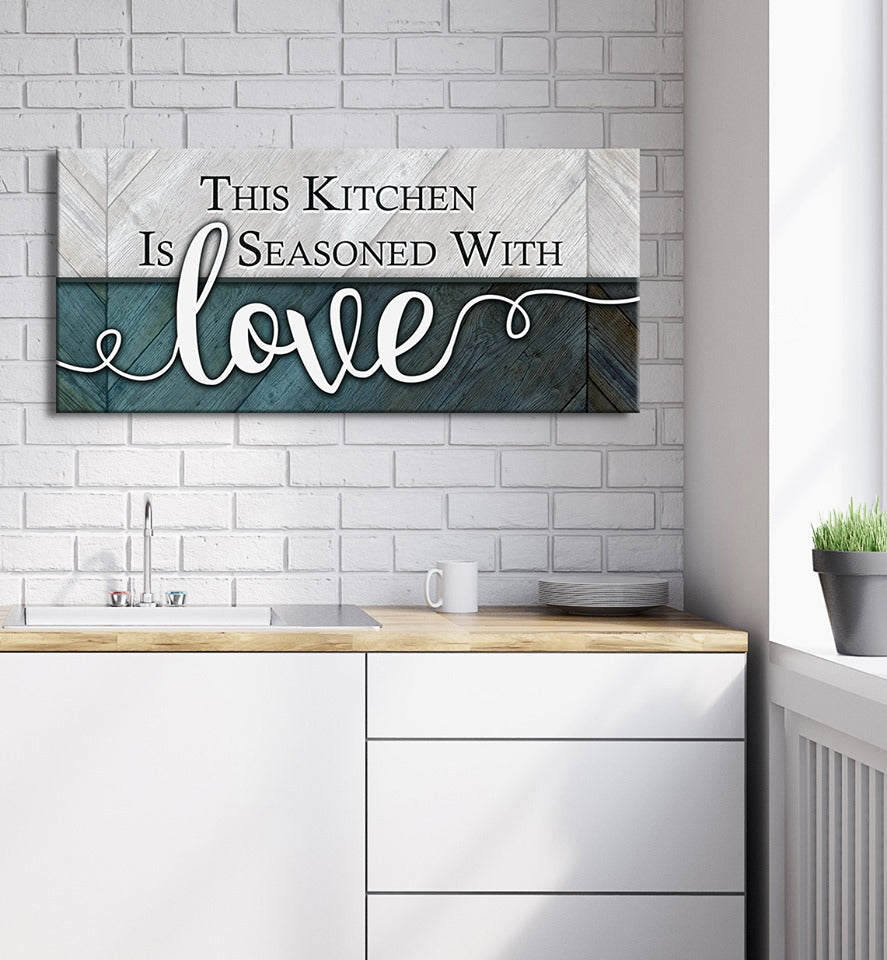 Exclusive! Seasoned With Love V2 Kitchen Wall Art in Wood Frame, Ready To Hang