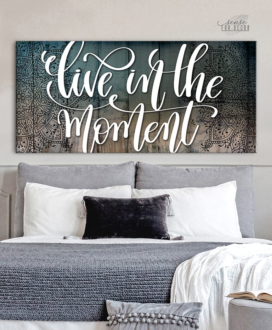 Hot Deal! Inspiring Wall Art - 'Live In The Moment' with Wood Frame, Ready To Hang