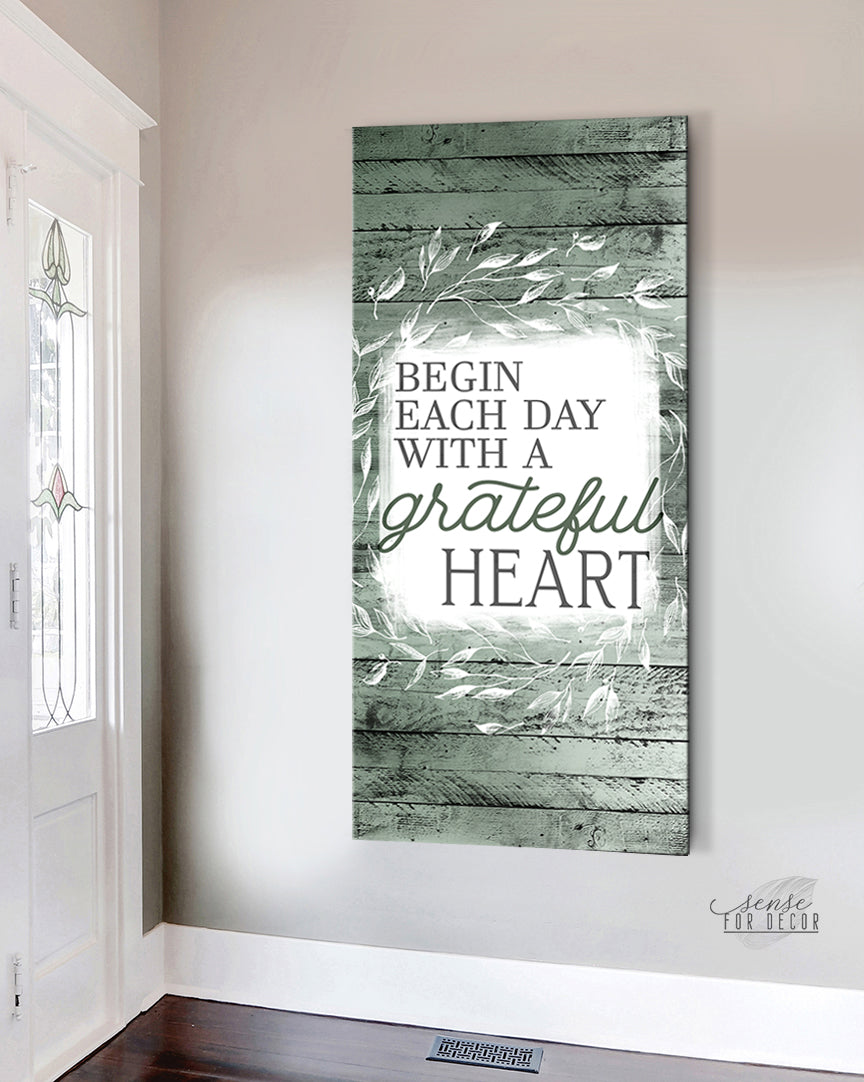 Exclusive Christian Wall Art: Start Each Day with a Grateful Heart - V7, Buy 2 Save 20%