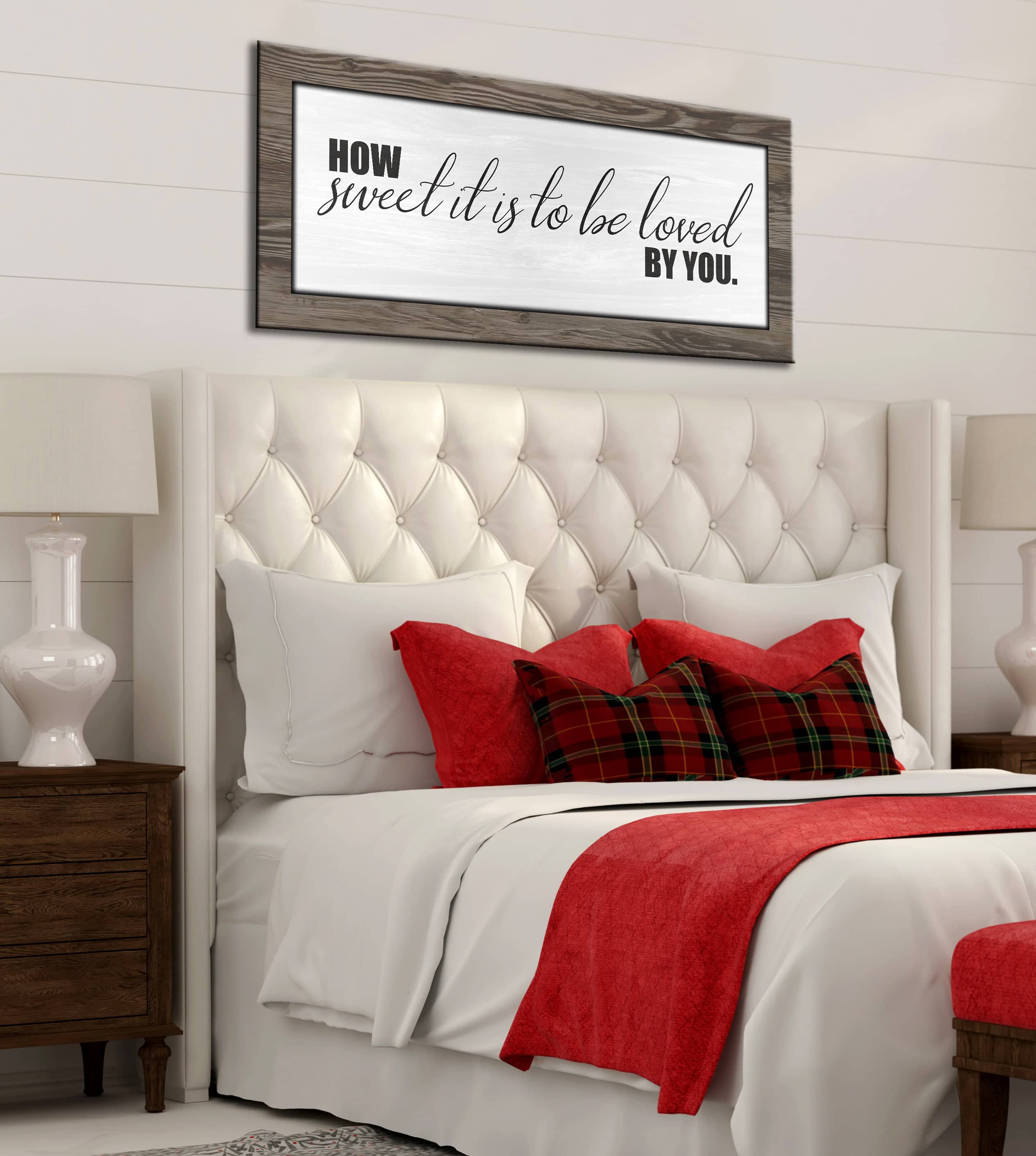 Ready-To-Hang Wood Framed Bedroom Wall Art: 'How Sweet It Is To Be Loved By You' V3