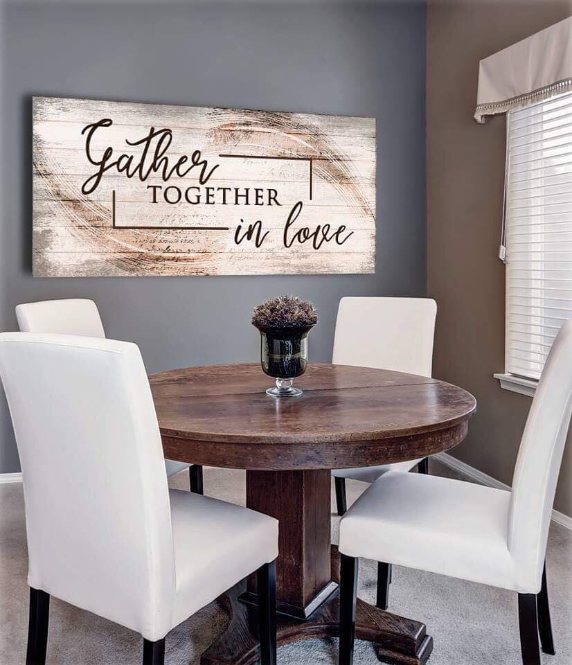 High - Quality Wood - Framed Home Wall Art: Gather in Love, Ready to Hang