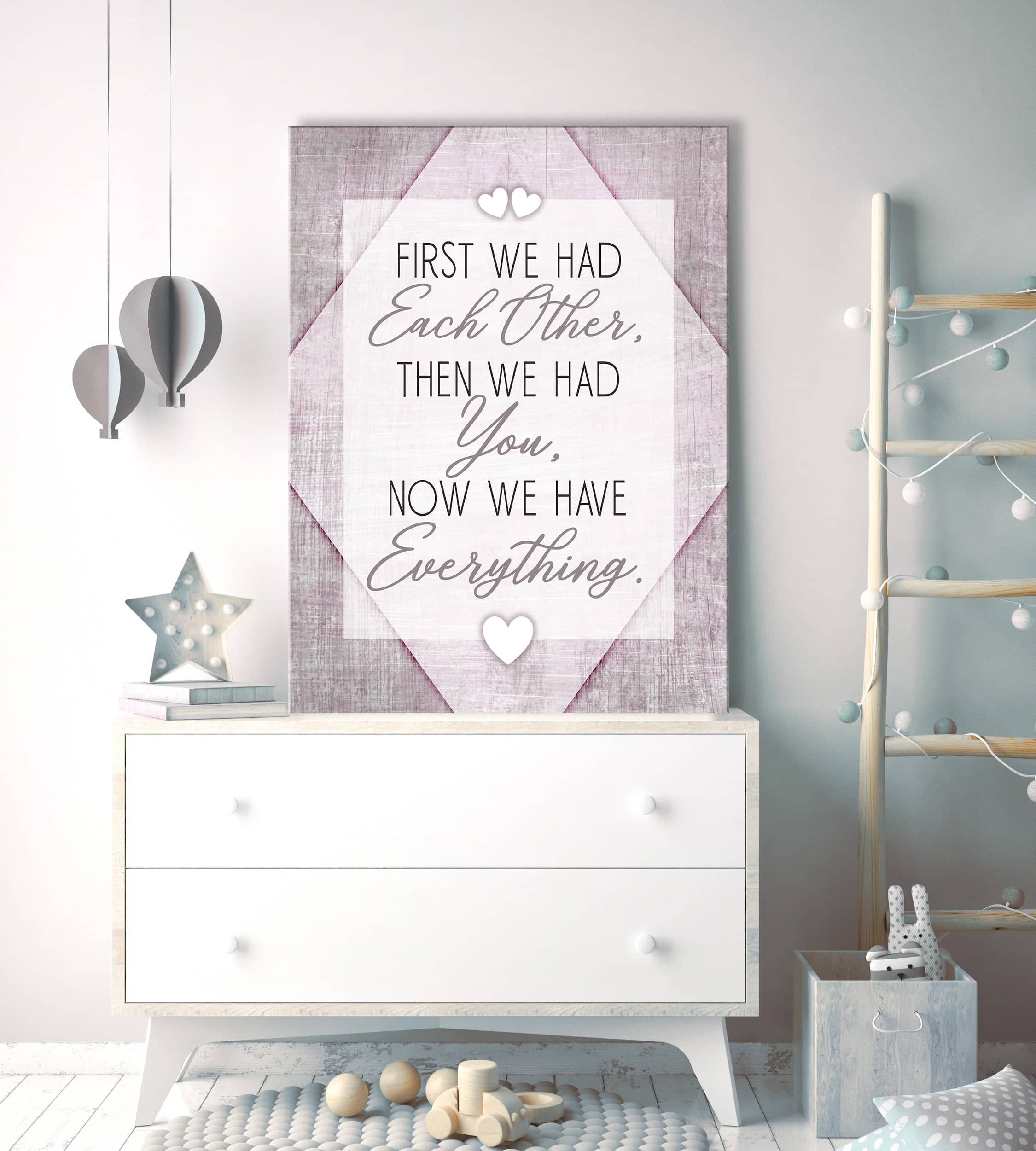 Exclusive Baby Room Wall Art - 'First We Had Each Other' with Wood Frame, Ready to Hang