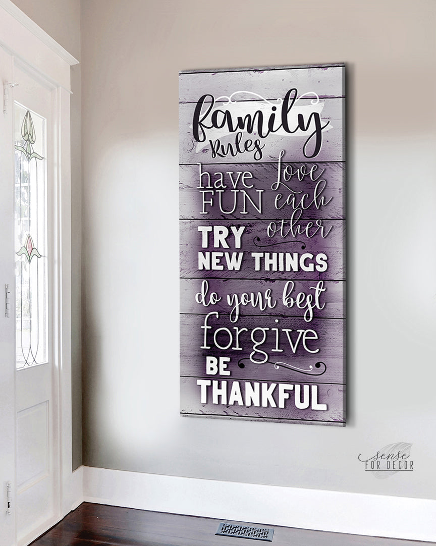 Exclusive Family Wall Art - Family Rules V4 with Wood Frame, Ready to Hang! Buy 2 Save 20%